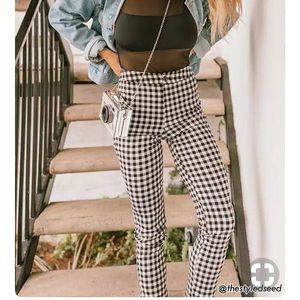 High waisted brand new gingham pants size small
